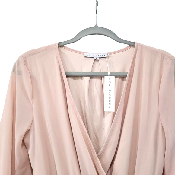 Baltic Born Lydia Maxi Dress in Natural V-Neck Cuff Long Sleeve Chiffon Dress M - Picture 7 of 12